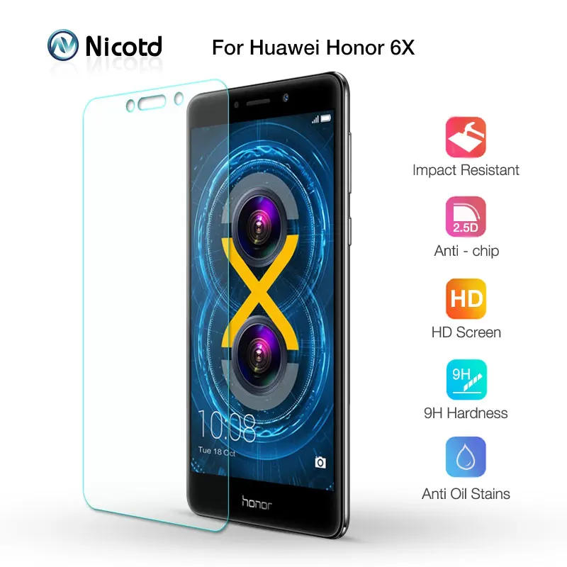 Никотд 3 шт защитные стекла 9H 2.5D для huawei Honor 6X HD Закаленное стекло пленка Защитная