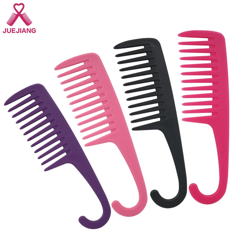 Оптовая продажа пластиковая расческа для волос с широкими зубьями и