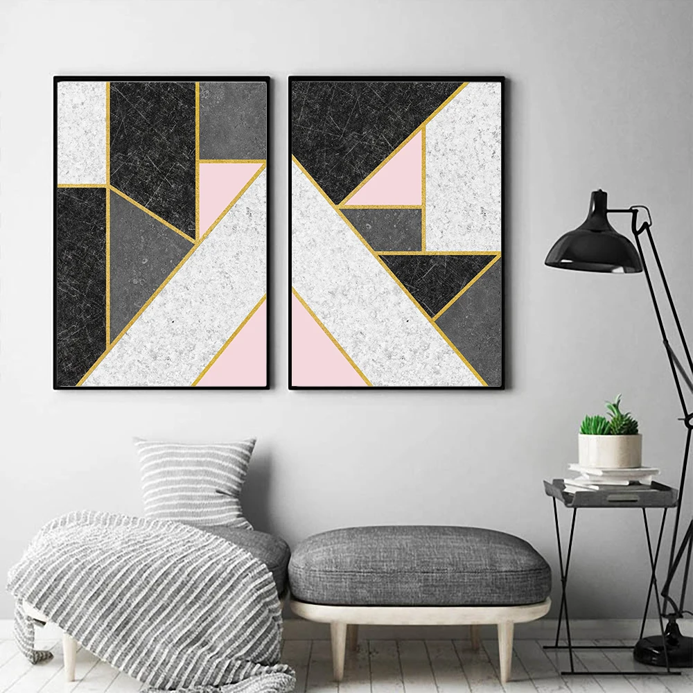 Современные фотографии минимализм розовый геометрический постер и печать на