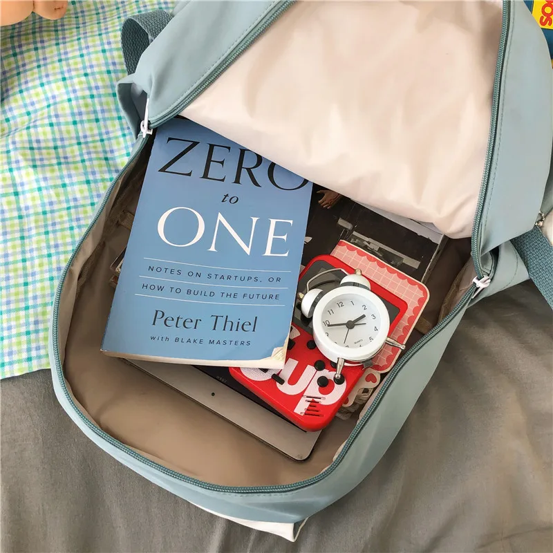 

DCIMOR New Contrast Color Insert Buckle Waterproof Nylon Women Backpack Female Large Capacity Laptop Backpack Student Schoolbag