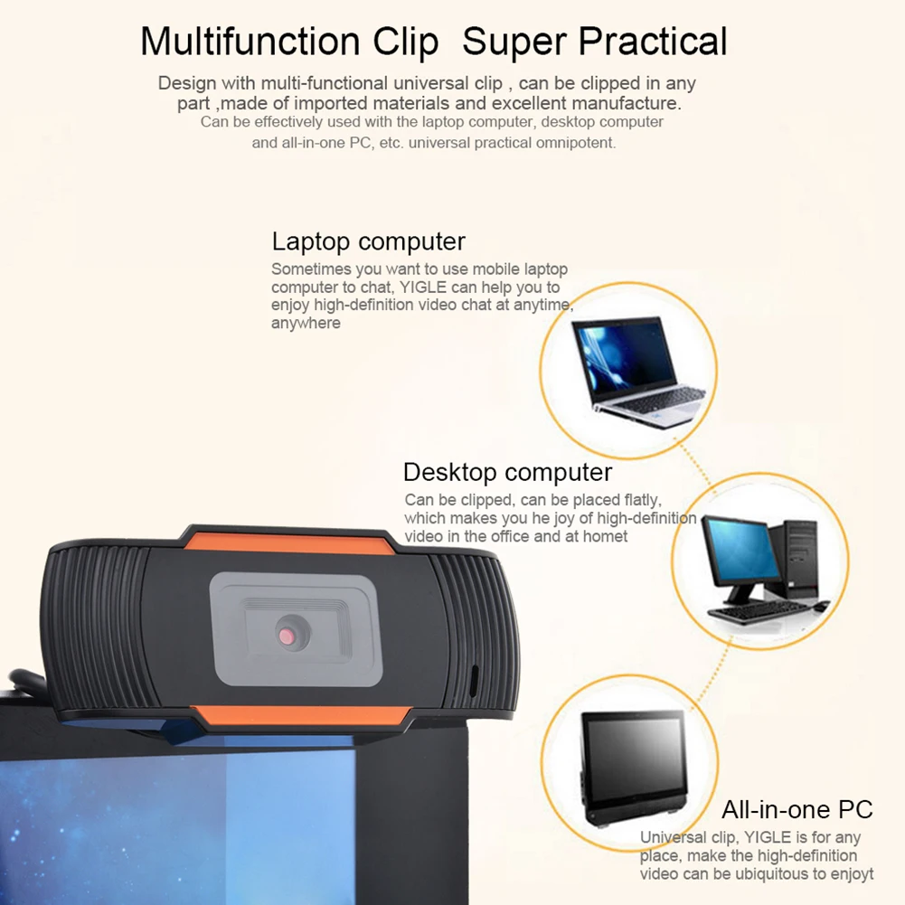 

USB Web Camera 5MP HD Webcam with Built-in Microphone Widescreen Video Work Home Accessories for Windows 10 8 7 XP