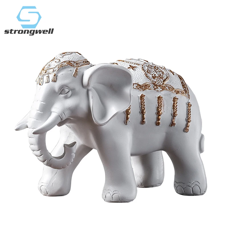 

Strongwell Elephant Sculpture 2pcs Lucky Fengshui Elephant Fortune Figurines Desktop Decor Home Decoration Accessories Gifts