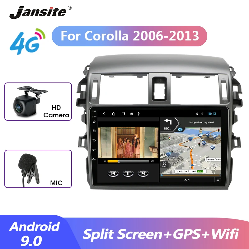 Jansite 9 &quotавтомобильное радио Android 0 для Toyota Corolla 2006 2013 Сплит экран Multimidia видеоплеер