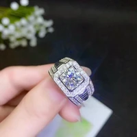 kkmall store round silver moissanite ring 2 00ct d vvs luxury moissanite weding ring for men silver 925 ring