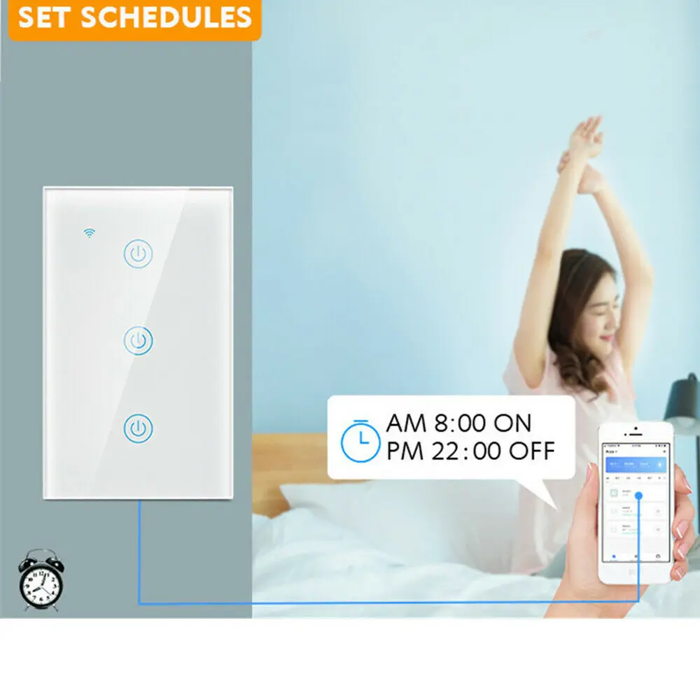 1/2/3/4 Gang Home Smart WiFi Wireless Wall Light Switch Touch Panel For Alexa Google timing Remote Control Dimmable white/ black | Лампы и