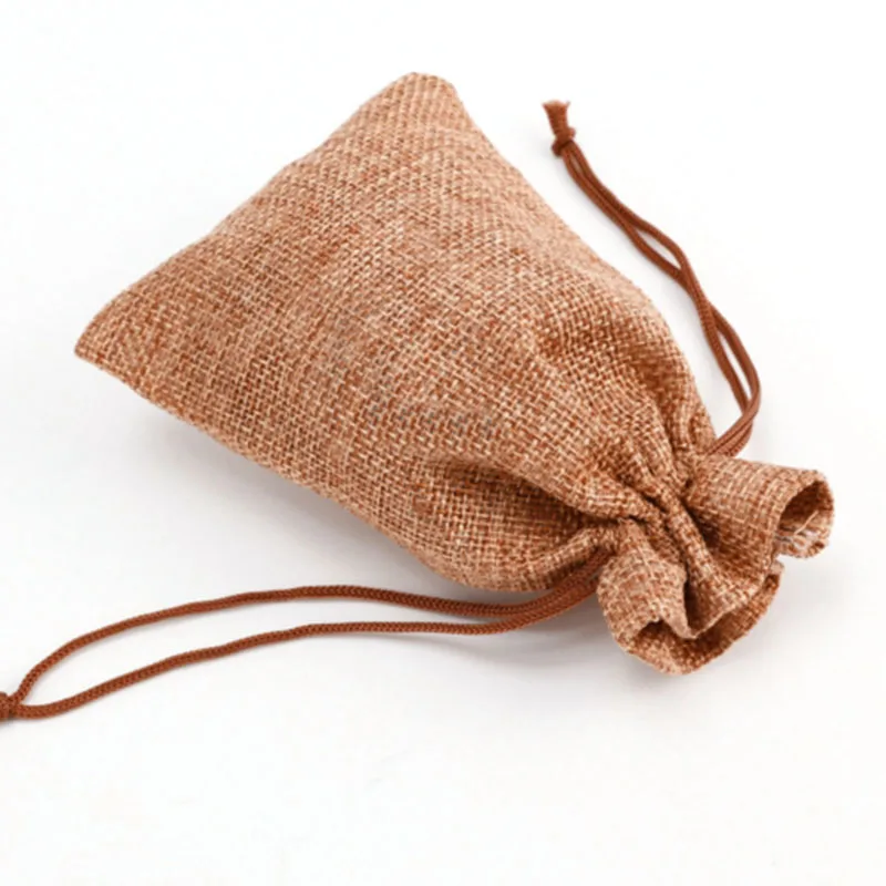 

10PCS Light Coffee Gift Bags Wedding Favor Jute Drawstring Pouch Event Festive Party Gift Boxes Bags Confectionery Chocolate