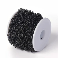 stainless steel side twisted chains link electrophoresis black curb chain for jewelry making necklace with spool 9x6x2mm 10m