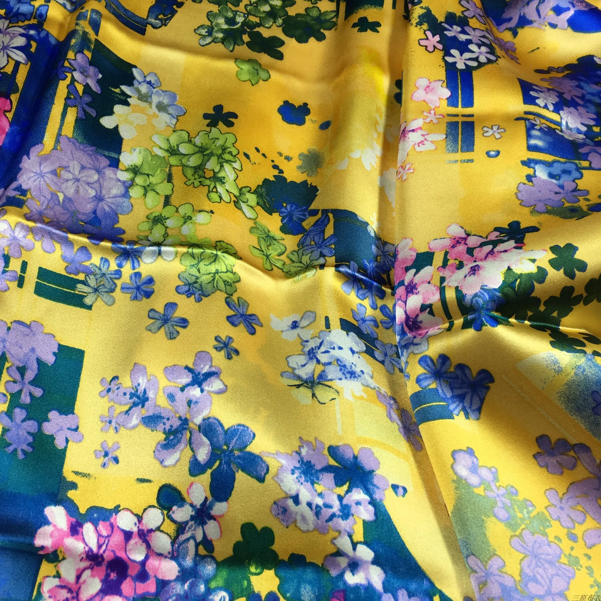 Высококачественные ткани одежды желтые шелковые принты весна и лето cheongsam платья