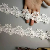 2 yard white soluble polyester colorful rose flower embroidered lace trim ribbon fabric sewing craft for costume wedding dress
