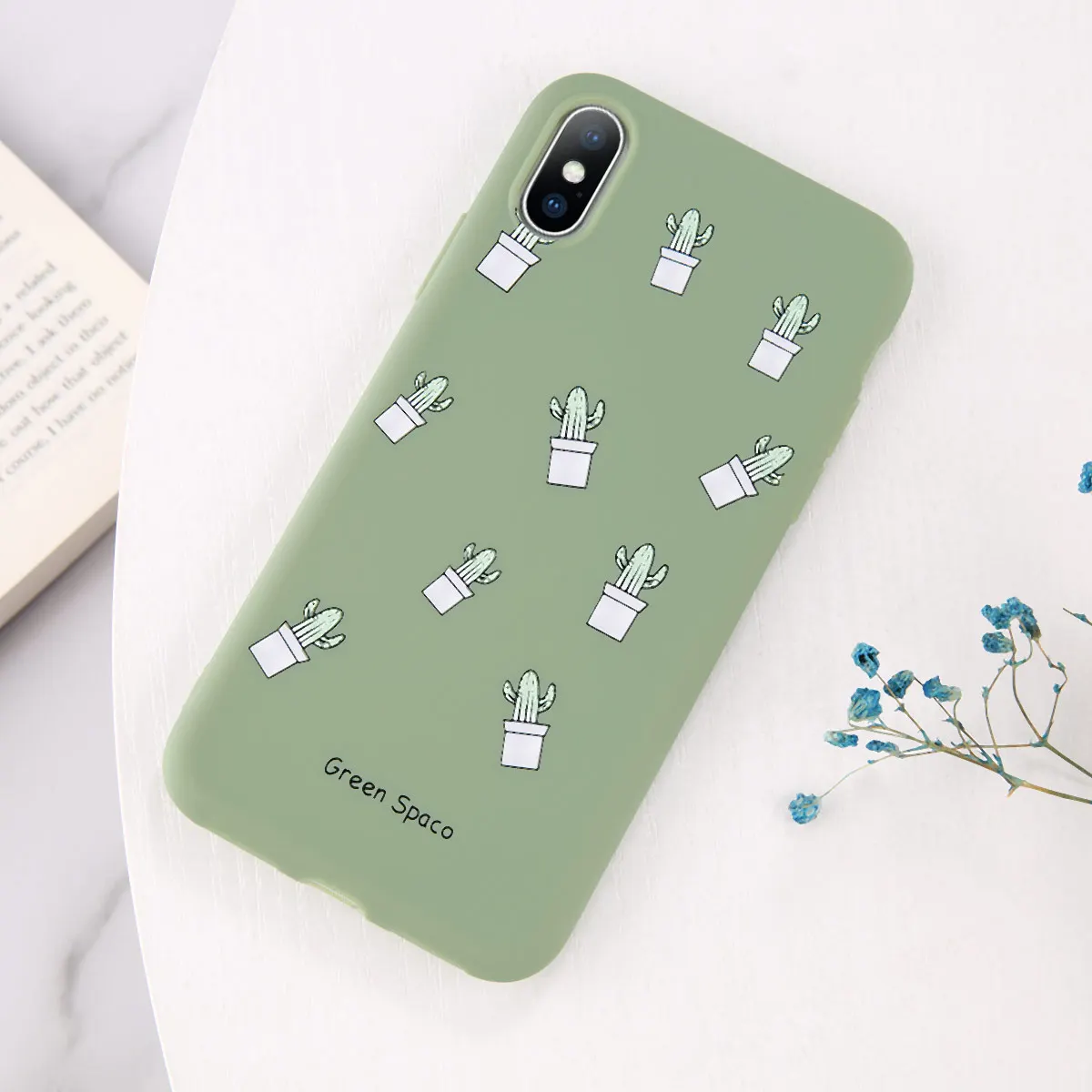 Ottwn мультфильм чехол для телефона в форме кактуса для iPhone 11 Pro Max XS Max XR X 6 6s 7 8 Plus 5 5S SE зеленые растения цветок Мягкий ТПУ задняя крышка - Цвет: 7060