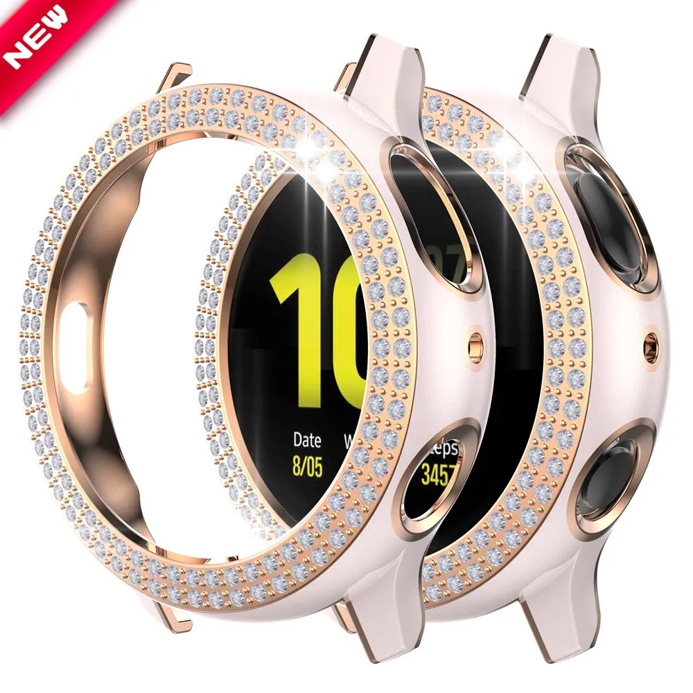 Женский двухрядный Алмазный чехол из поликарбоната для Samsung Galaxy Watch Active 2 40 мм 44