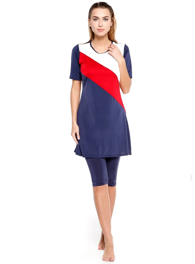 Новый летний Стиль шитья из Мусульманский купальник с короткими рукавами