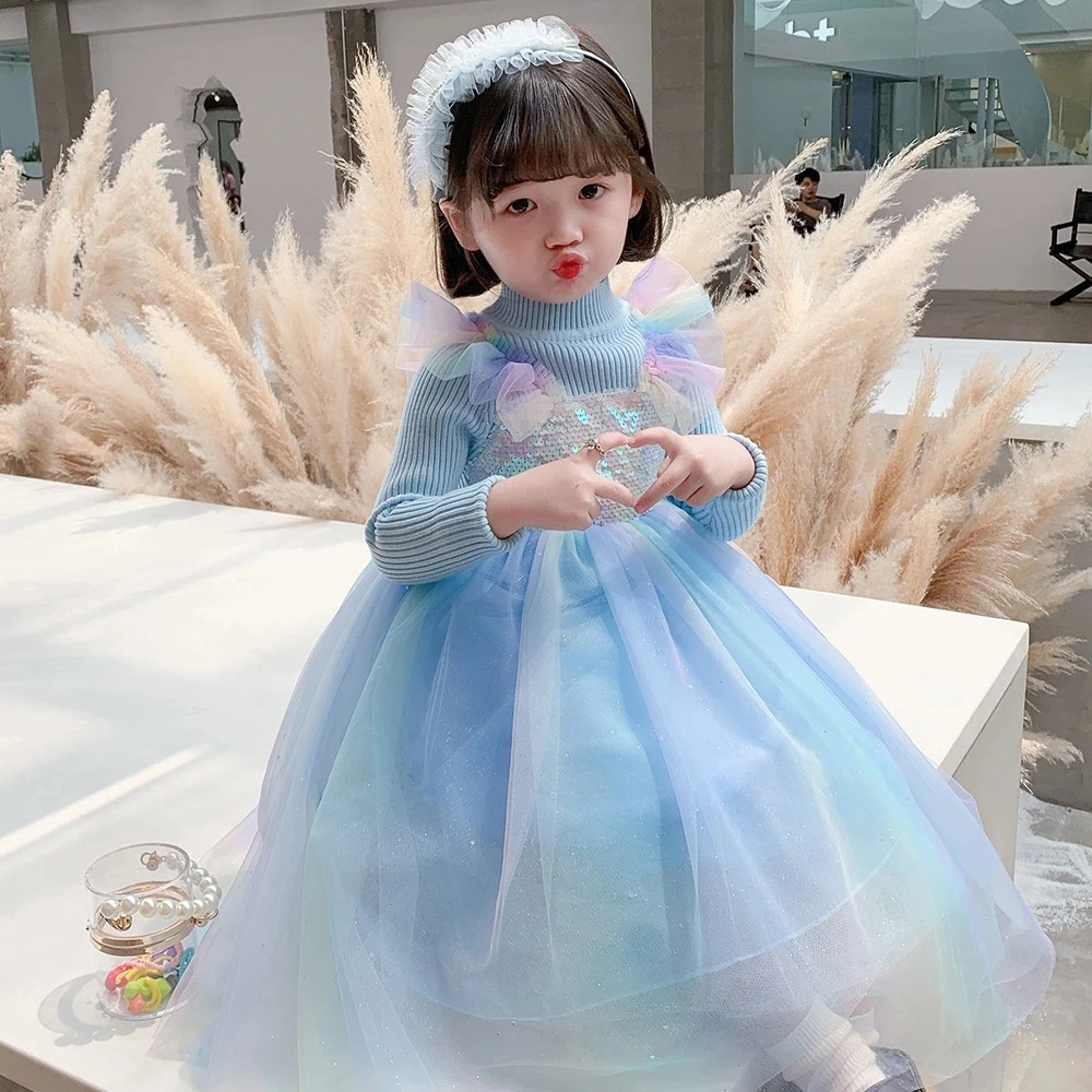 

JO&MI 2020 autumn girls new design sweater princess dress girls fashion dress girls clothes