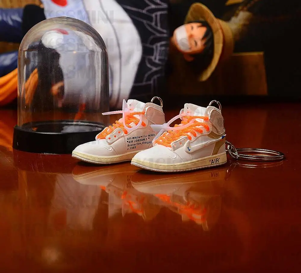 a pair w metal ring Дропшиппинг тапки обуви брелок 1 3D мини-кроссовки "OW CHICAGO" Спортивная обувь тапки брелки - Цвет: a pair w metal ring