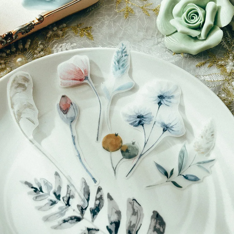 58 шт. прозрачные цветочные фотообои в винтажном стиле|Наклейки| |