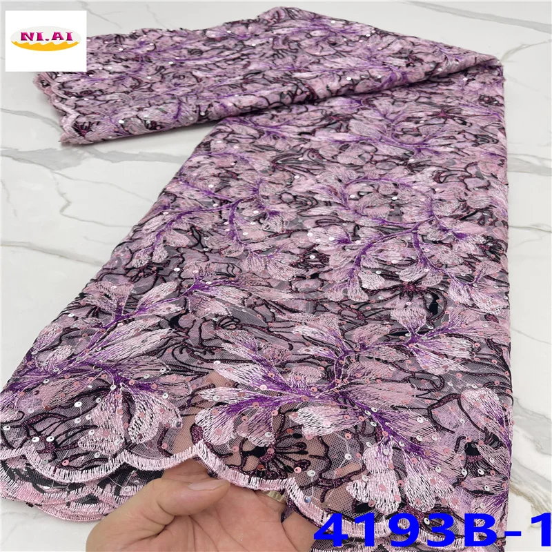 

Embroidery Chiffon Lace New Lace Fabric Materials Net Lace Fabric 2021 African Fabric 5yards For Women African Dresses NA4193B-1
