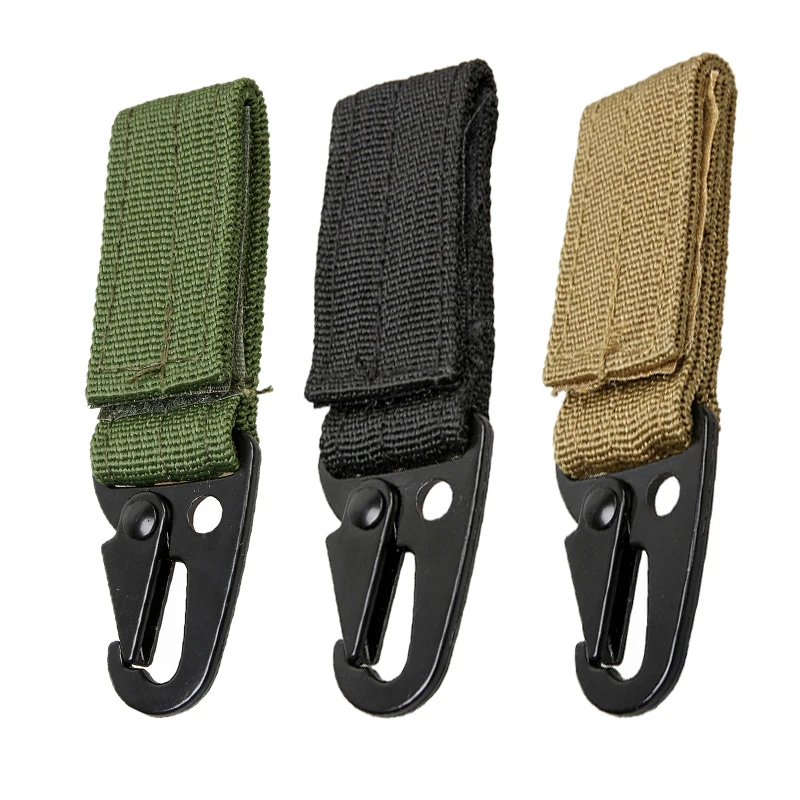 3pcs 3 colors Открытый висящий карабин тактический рюкзак крючок для ключей тесьма Пряжка Высокопрочный нейлон Молл пояс с пряжкой набор для выживания - Цвет: 3pcs 3 colors