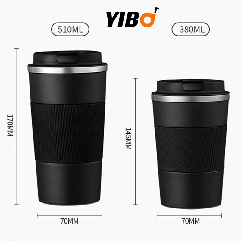 

Travel Insulated Bottle Double Stainless Steel Coffee Thermos Mug With Non-slip Case Car Vacuum Flask 380ml/510ml