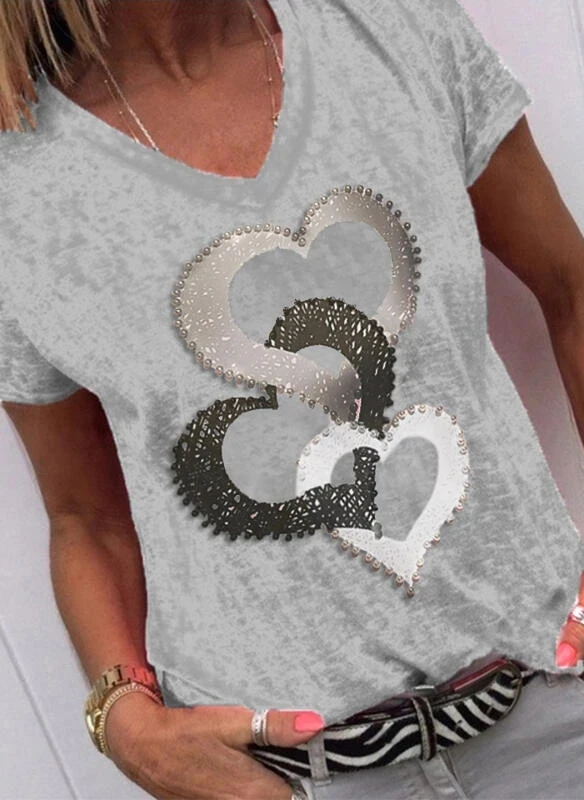 Женская футболка с коротким рукавом и V-образным вырезом | Рубашки