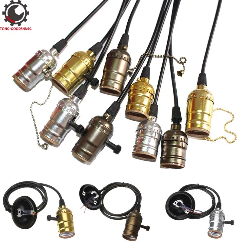 

Vintage Edison Style E27 Lamp Socket Lamp Holder Base Pendant Light Fixture Aluminum Light Socket E27 Screw Bulb Base