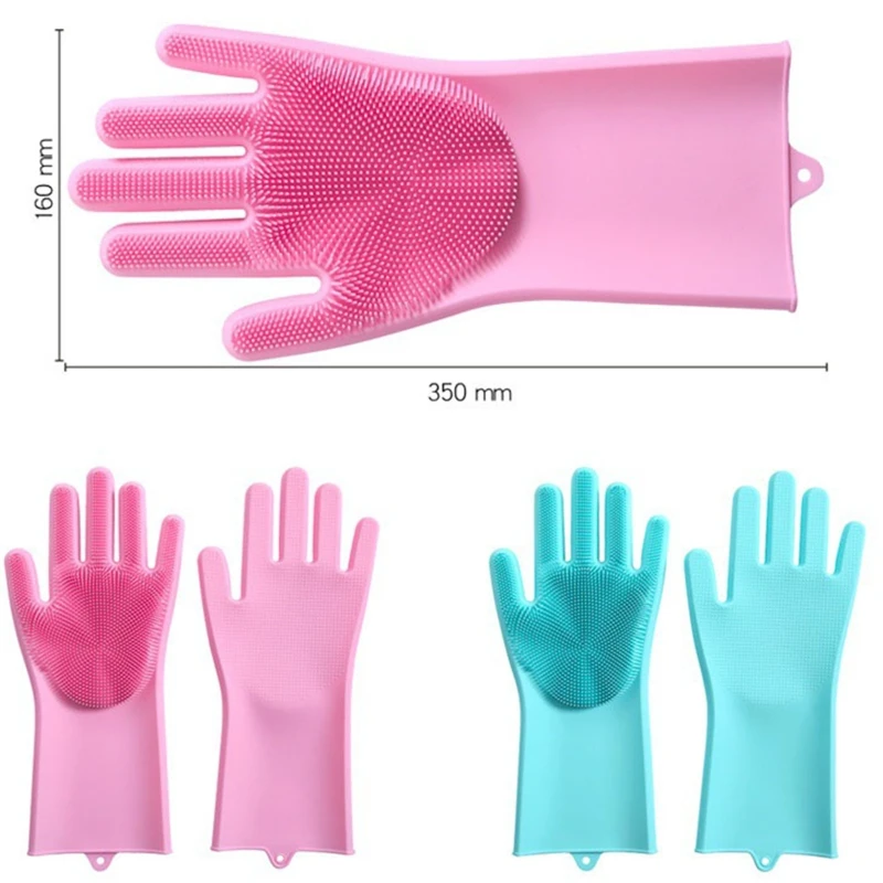 

Magic Silicone Dishwashing Scrubber Dish Washing Sponge Rubber Scrub Gloves Kitchen Cleaning Tools
