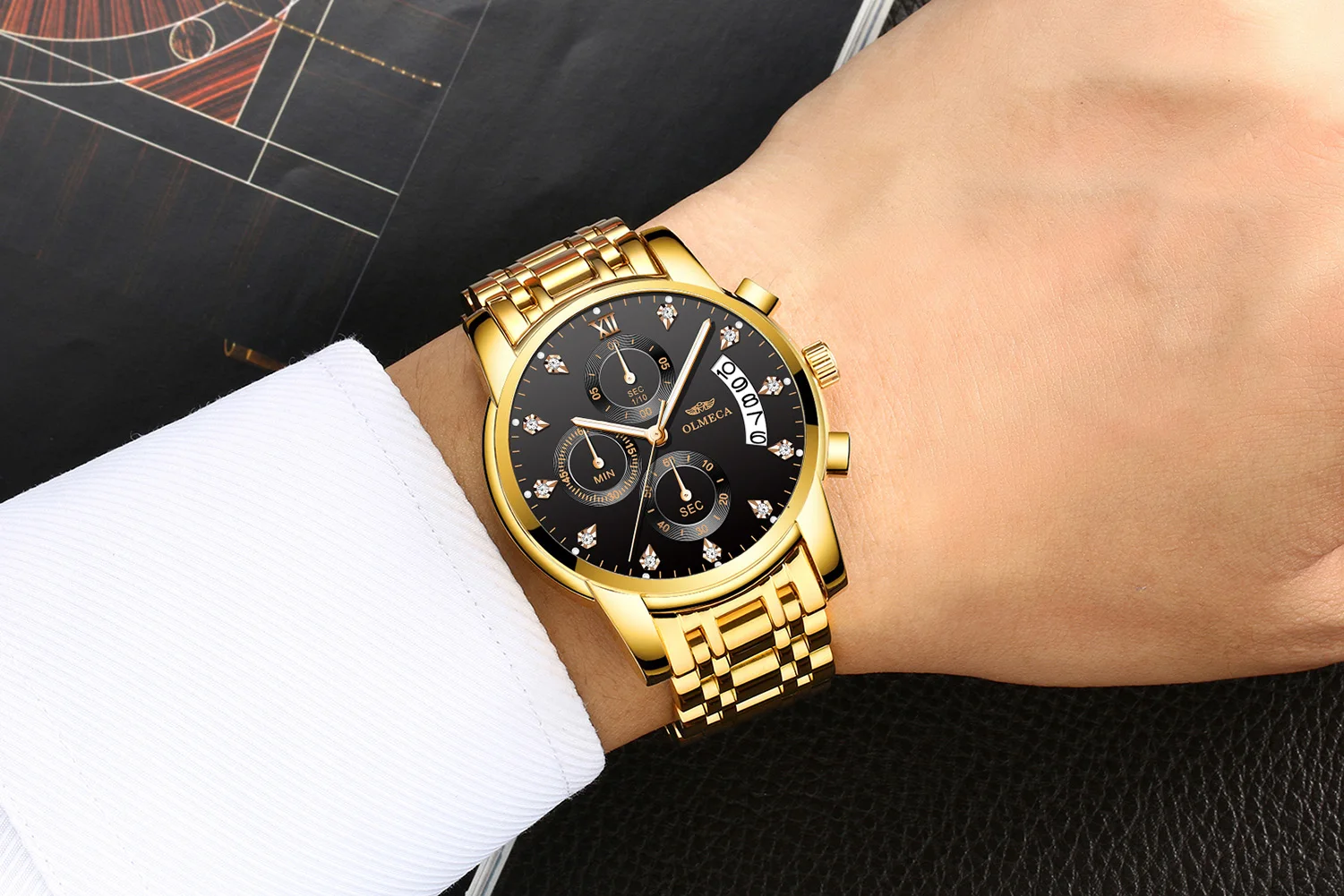 OLMECA Relogio Masculino мужские часы Роскошные спортивные часы 3ATM водонепроницаемые часы с хронографом наручные часы из нержавеющей стали ремешок Saat