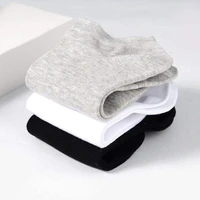 5 pairs set boat socks for women man breathable sports socks comfortable cotton ankle socks solid color black white grey
