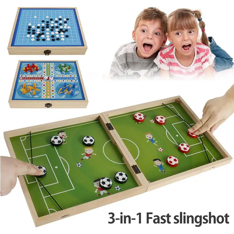 

3in1 Foldable Foosball Winner Board Games Table Hockey Game Catapult Chess Flying Chess Parent-child Interactive Toy Party Game