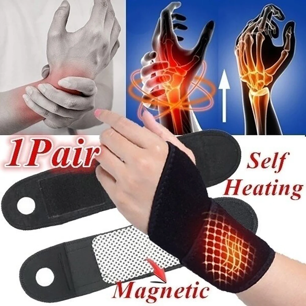 

[Shipped within 24 hours-lowest price LJJ 1 Pair Tourmaline Self-Heating Wrist Brace Band Support Far Infrared Magnetic Therapy