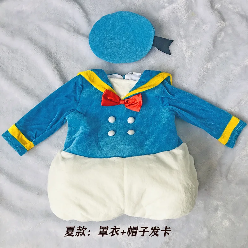 

1-8 years autumn children clothing Boy Girl Mr. Duck Suit Animal Costumes Overalls + Pants + Headwear + Shoes Cute kids clothes