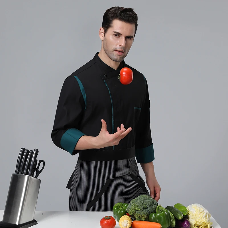 Унисекс пальто для готовки шеф-повара с длинным рукавом мужская и женская одежда