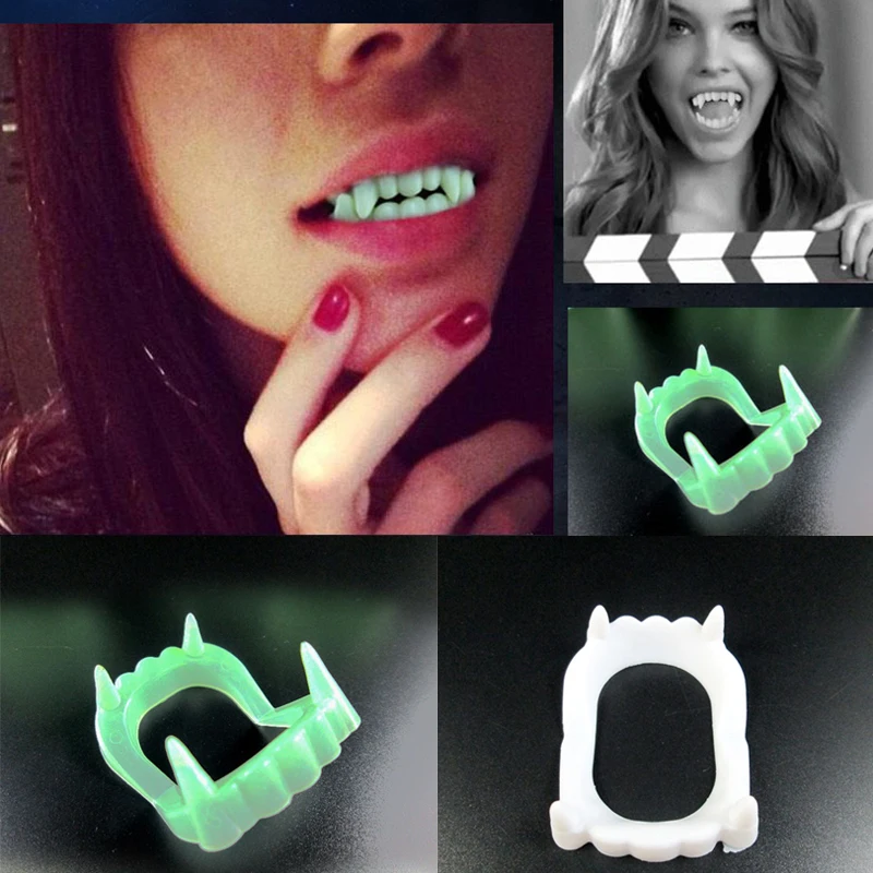 5 шт. поддельные Зубы вампира светящиеся люминесцентные протезы рот скобы