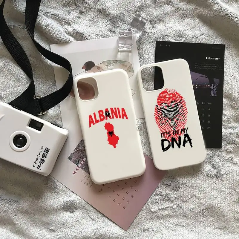

Albania Albanians National flag Phone Case Candy Color for iPhone 6 7 8 11 12 s mini pro X XS XR MAX Plus