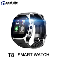 zmakslle t8 smart watch with blue tooth camera music player social app sync sms smartwatch support sim tf card for android