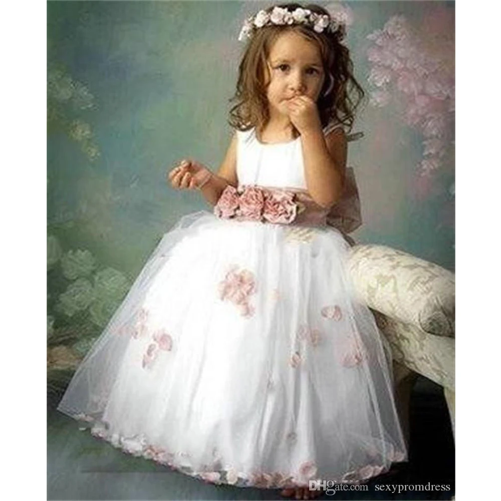 

Новое поступление 2021, платья для девочек с драгоценными камнями и цветами, милые недорогие Бальные платья без рукавов с большим бантом и поя...