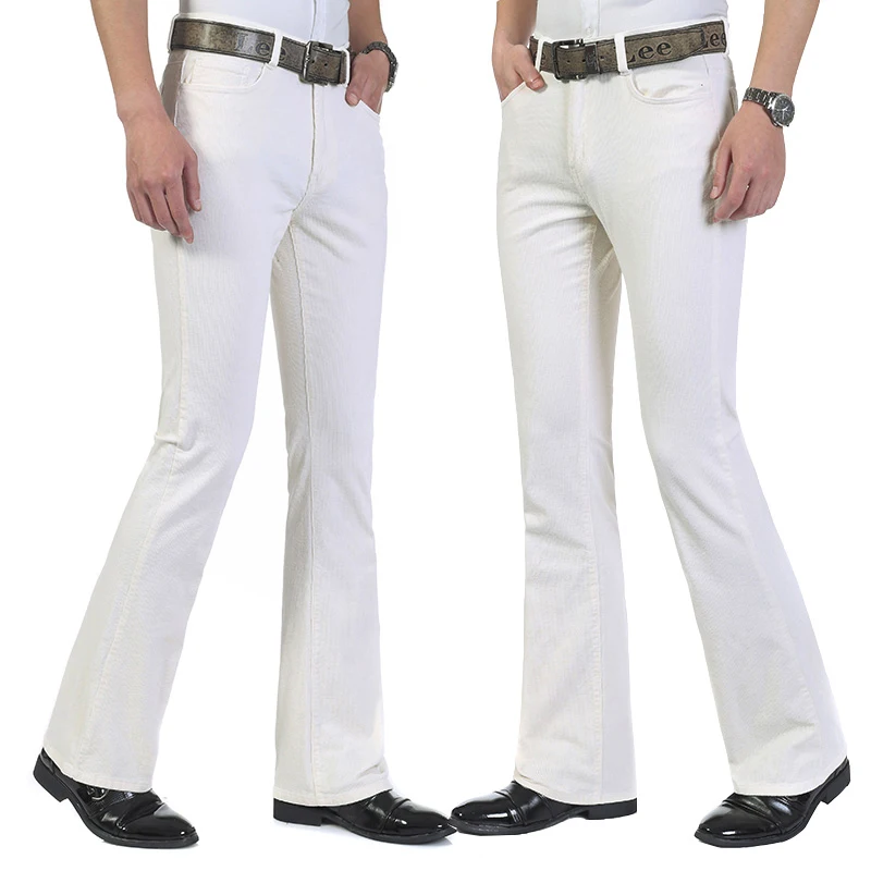 

Men's casual pants classic design men's flared pants corduroy black Korean flared pants color white black khaki