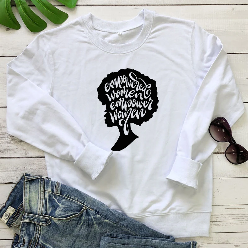 

Укомплектованная Женская Толстовка для женщин, повседневные сильные феминистские толстовки, модные черные Красивые Пуловеры в стиле афро