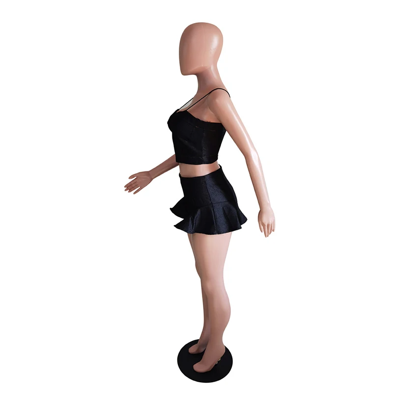 Beyprern подиумный Средний джинсовый топ на бретельках и шорты с Высокой Талией