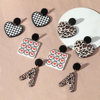fashion acrylic bohemia punk letter a earrings for women trendy jewelry girls drop earrings geometric leopard ear hooks earrings