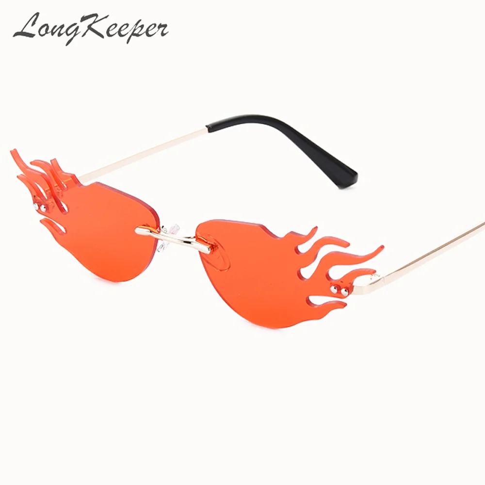 

LongKeeper Rimless Cat Eye Sunglasses Woman Fish Shades Sun Glasses Party Beach Eyewear UV400 Female lentes de sol mujer