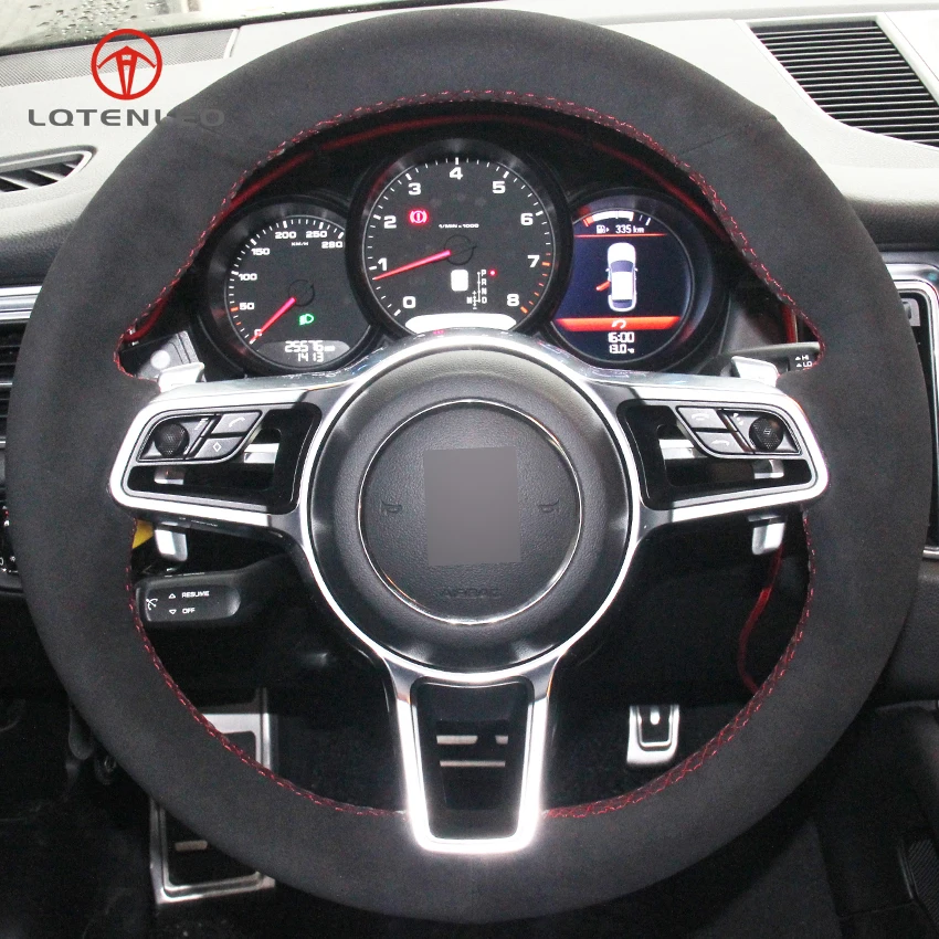 Черный замшевый чехол на руль LQTENLEO для Porsche Macan Panamera 2013-2019 Cayenne 2015-2019 718 911 918 Spyder |