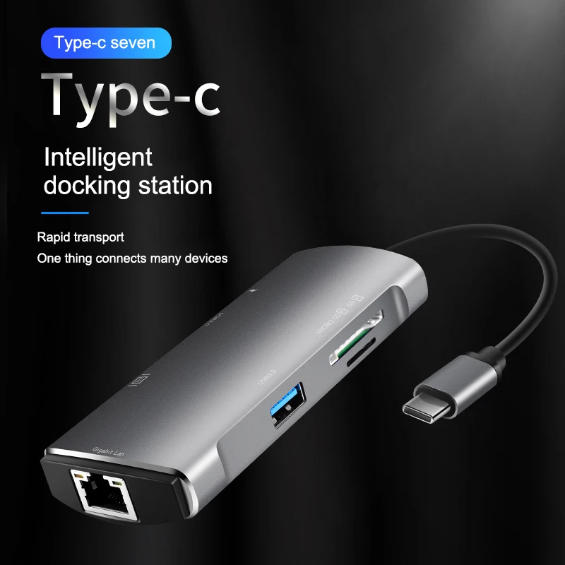 7-в-1 многопортовый концентратор Тип с разъемами типа C и USB3.0 HDMI устройство для
