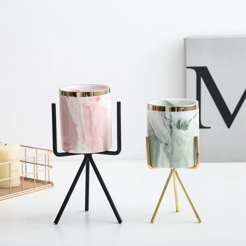 Современная простая широкая ваза маленькие свежие домашние украшения мраморные