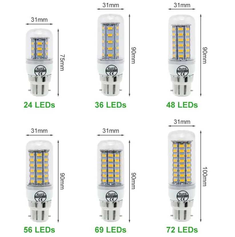GU10 G9 LED Bulb High Brightness E27 E14 24 36 48 56 69 72 LEDS SMD 5730 Daylight Corn 220V Energy Saving led lamp | Освещение