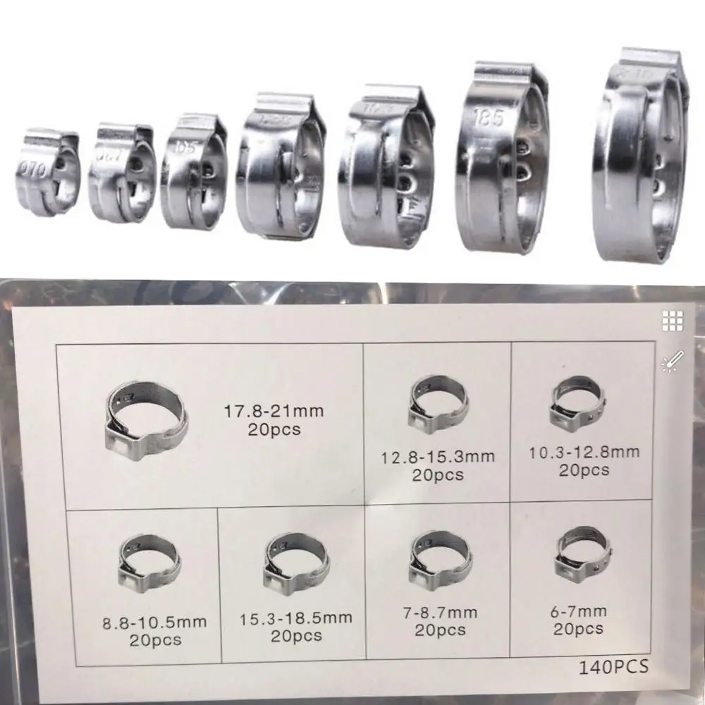 140 шт. зажимы для шлангов из нержавеющей стали |
