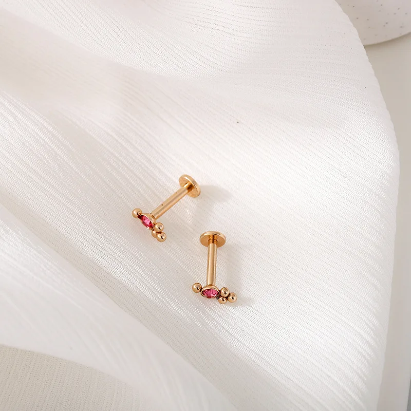 

10pcs 16G Pink Gems Threadless Labret Top Piercing Barbell Lip Ear Ring Studs CZ Tragus Cartilage Helix Conch Earring Piercing