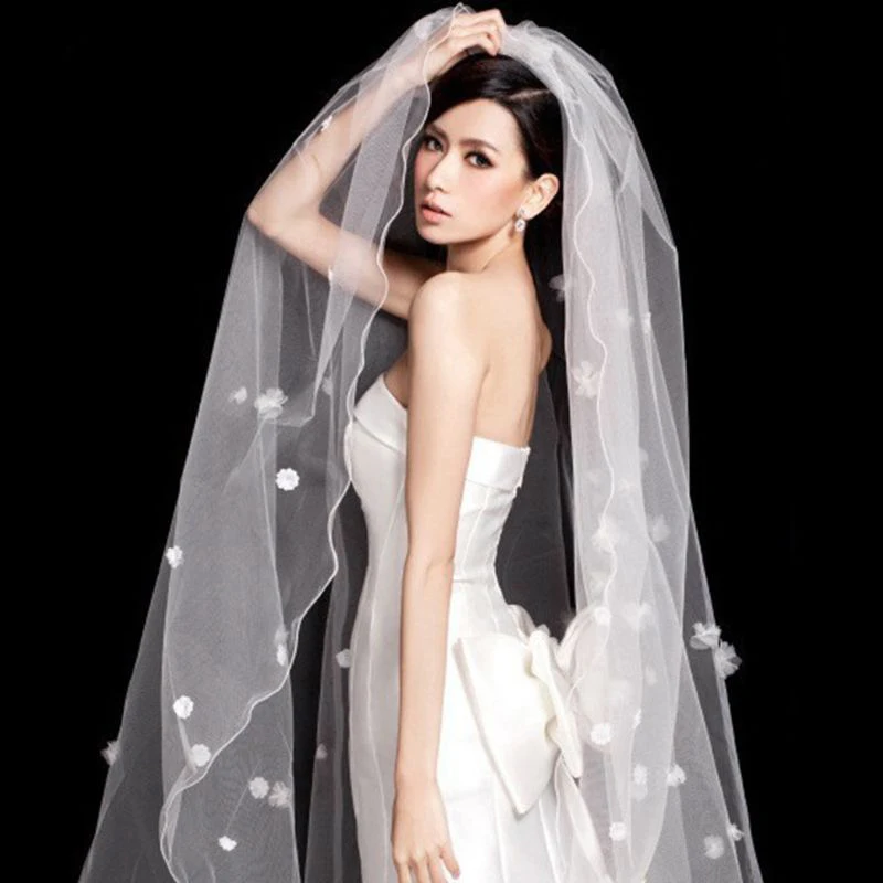 Тюлевое свадебное платье вуаль белые цветы Супер длинная для невесты свадебные