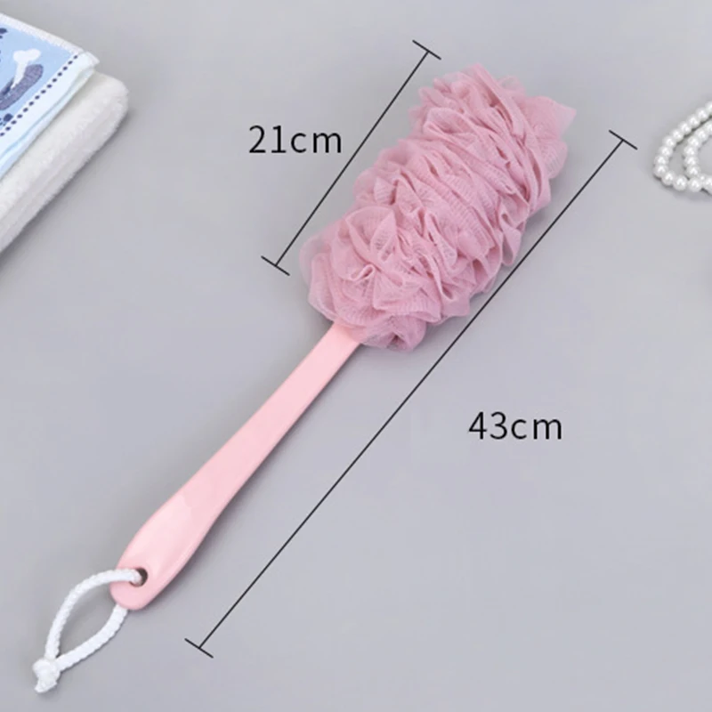 

Long Handle Bath Brush Practical Body Scrub Bath Back Brush Shower Loofa Mesh Bath Ball With