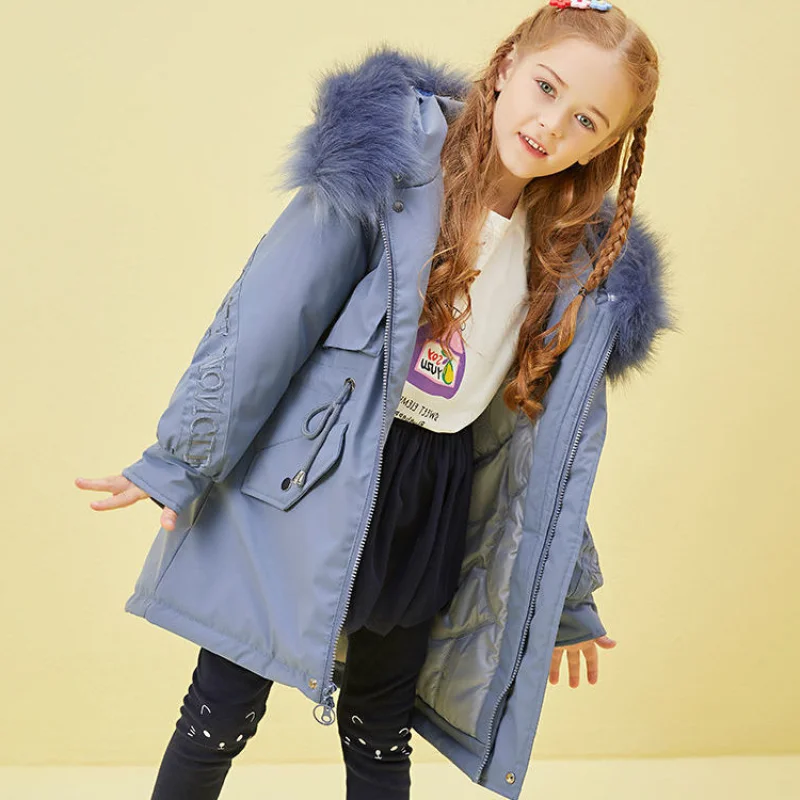 

Зимняя хлопковая куртка для девочек до-30 градусов 2021 г. Новая одежда детская верхняя одежда Модное детское утепленное пальто парки для подр...