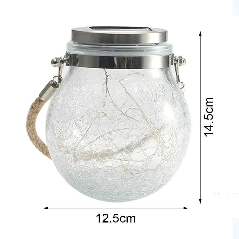 

Solar Glass Light LED Outdoor Hanging Lantern Waterproof Crackle Glass Decorative Lamp Balcony Party Yard Porch Outdoor Lighting